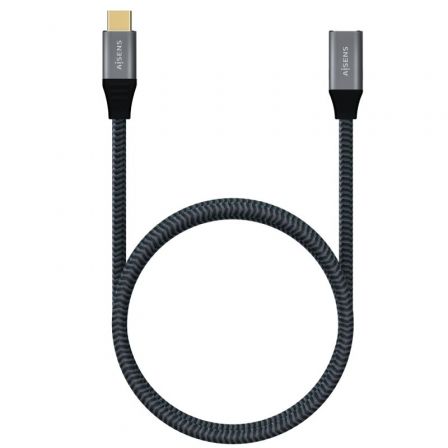 Aisens Cable USB 3.2 Gen2x2 Aluminio USB-C Macho a USB-C Hembra 100W Gris 1m